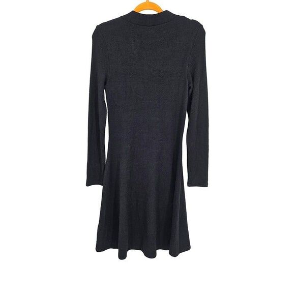 Vince Long Sleeve Fit & Flare Knit Dress Black Medium - Picture 2 of 4